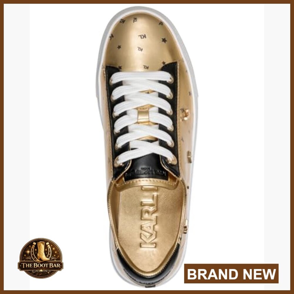 Platform Sneakers with Signature Logo Pins Lace Up Fashion Shoes - Picture 2 of 5